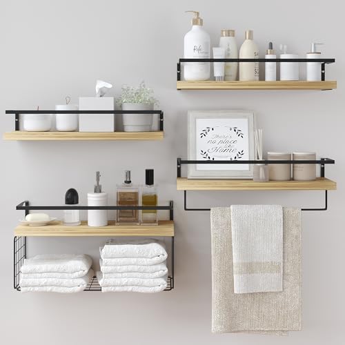 LUDORU Floating Shelves Wall Mounted Set of 4