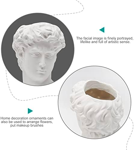 Greek David Statue Head Vase Retro Decor Brush Holder