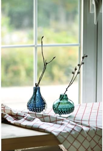 CONVIVA Art Glass Bud Vase Set of 2 Modern Blue Green Vases