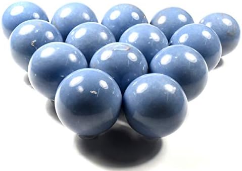 Blue Angelite Sphere Natural Crystal Decor Stone Ball with Stand
