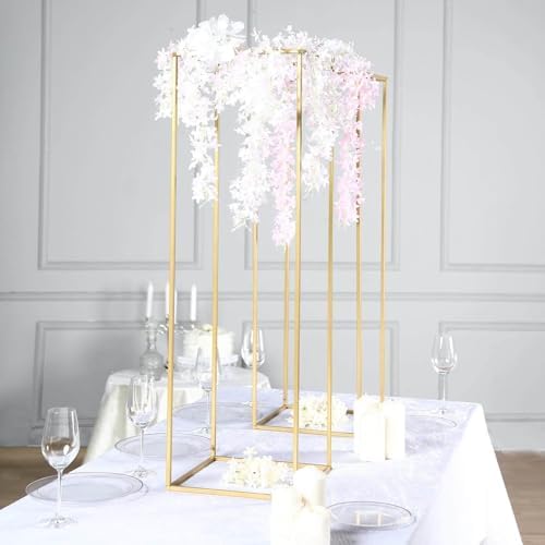 Efavormart 2 Pack 40 Inch Matte Gold Metal Flower Stand