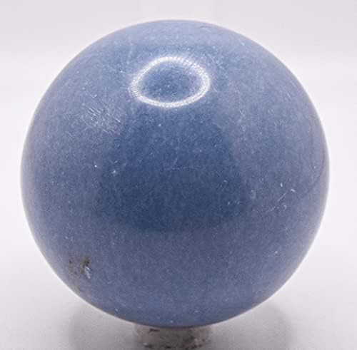 Blue Angelite Sphere Natural Crystal Decor Stone Ball with Stand