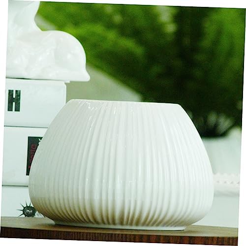 Vertical Striped Ceramic Flower Vase for Tabletop Decor