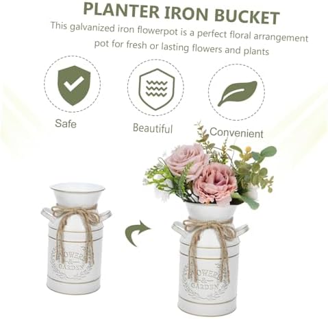 YARNOW Galvanized Iron Pitcher Vase for Decor