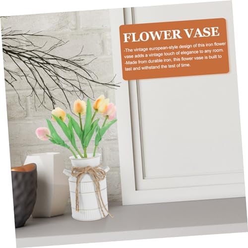 PRETYZOOM Vintage Iron Flower Vase with Handle