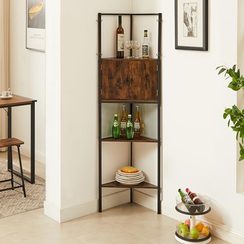 VECELO Corner Cabinet Tall Storage Bookshelf