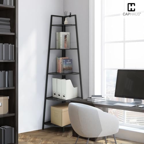 CAPHAUS 4-Tier Corner Shelf Stand Black
