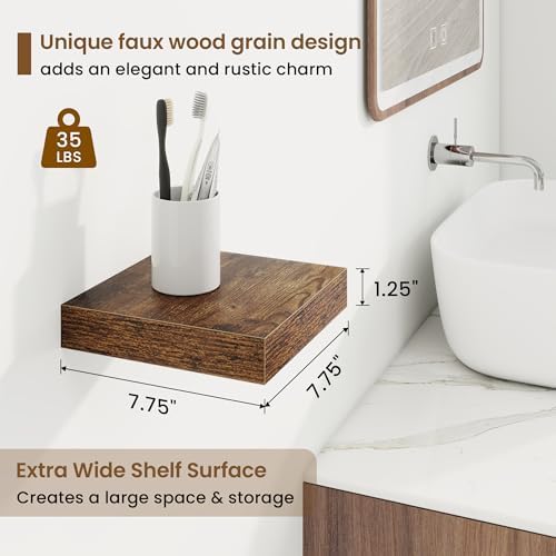 Marsmiles Square Floating Shelves 3 Pack Rustic Brown