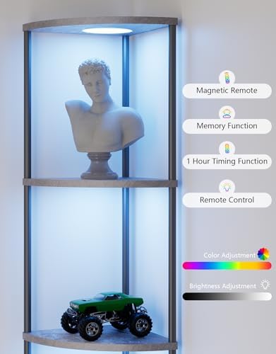 PARTPHONER Corner Shelf with LED Light and Storage