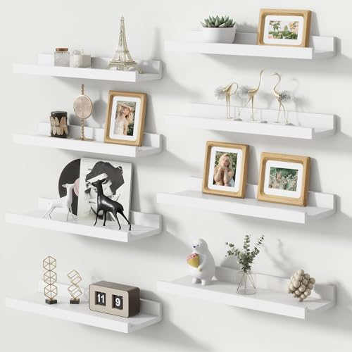 FLYJOE Picture Ledge Shelf Set of 8 Matte White