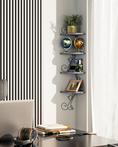 Alsonerbay 4 Tier Floating Corner Wood Shelves in Cat Shape