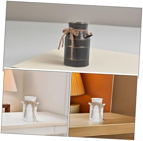 2pcs European Retro Iron Milk Jug Vase White Gray