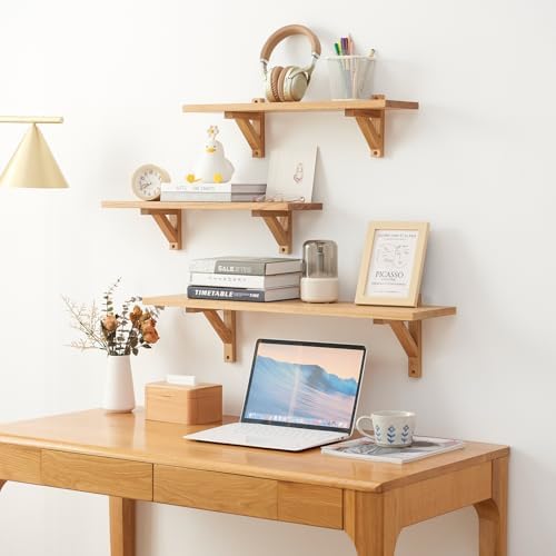 Natural Oak Floating Shelf 32 Inches Wall Mount