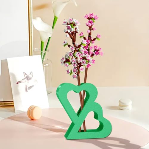 Double Heart Vase for LEGO Flowers Display Stand