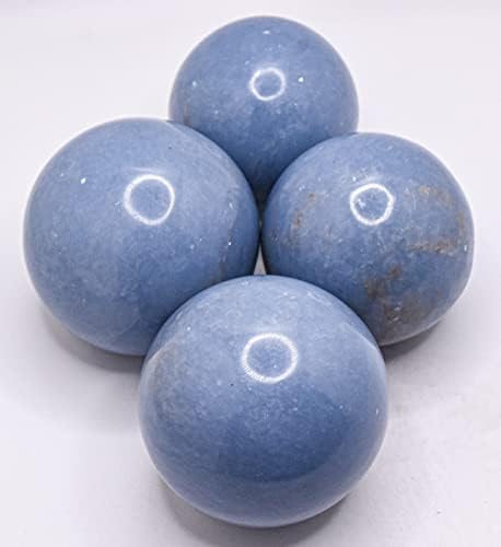 Blue Angelite Sphere Natural Crystal Decor Stone Ball with Stand