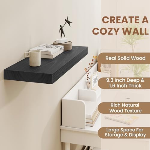 Fun Memories Black Floating Shelves 24 Inch Long Set of 2