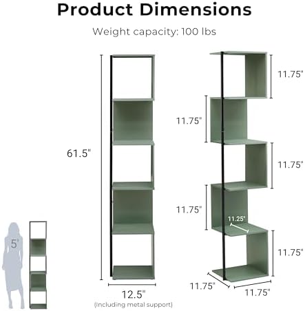 HOMES Inside Out Svenja 60 in Tall Corner Bookshelf