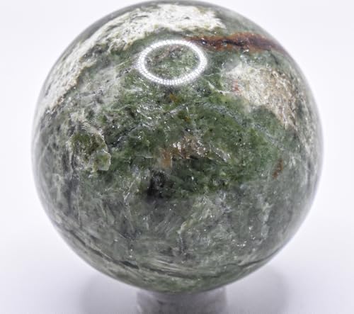 49mm Green Vesuvianite Carved Sphere with Stand from India