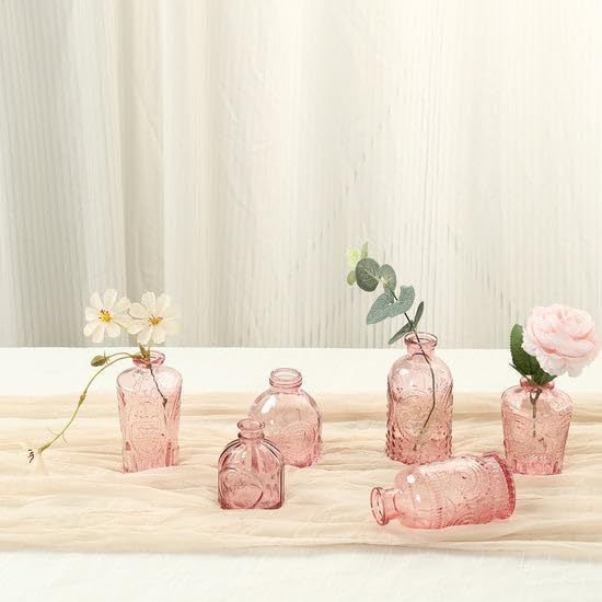Efavormart Set of 6 Dusty Rose Glass Bud Vases