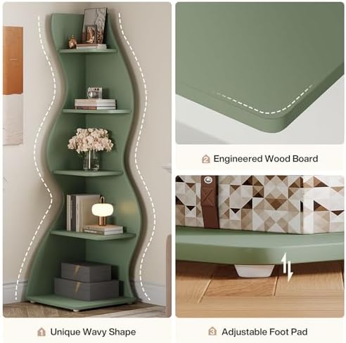 Tribesigns Wavy Corner Shelf Set of 2