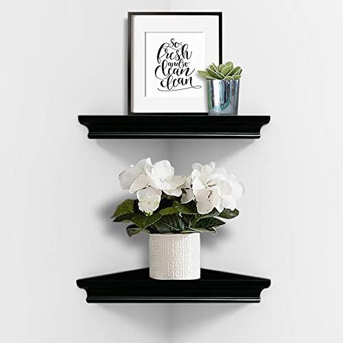 AHDECOR Black Floating Corner Shelves Set of 2