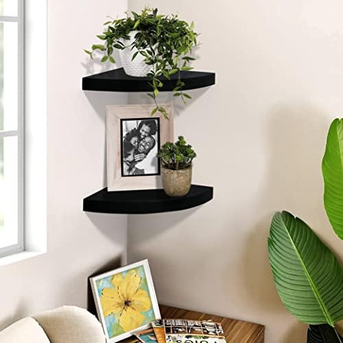 AHDECOR Black Corner Shelves Set of 2