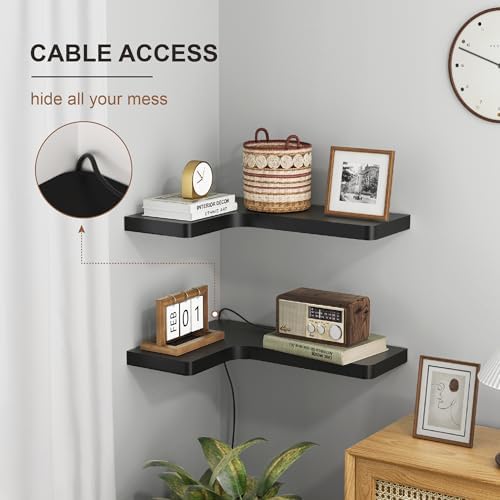 Fuqing Corner Floating Shelves Set of 3 Solid Wood