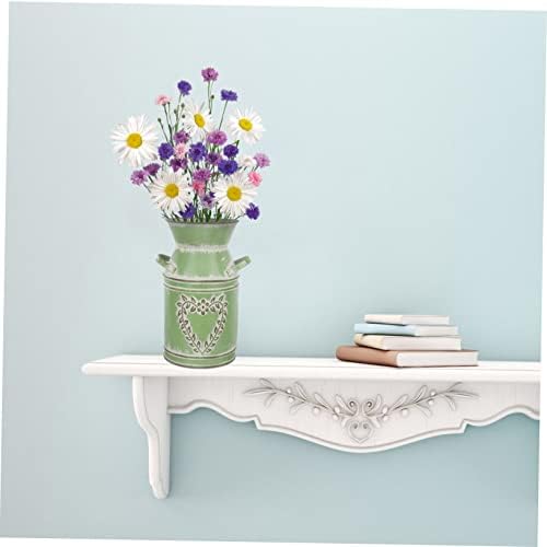 Rustic Dark Green Iron Flower Bucket Vase