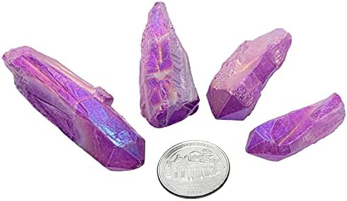 Tumbeelluwa 1LB Titanium Coated Raw Crystal Points Bulk