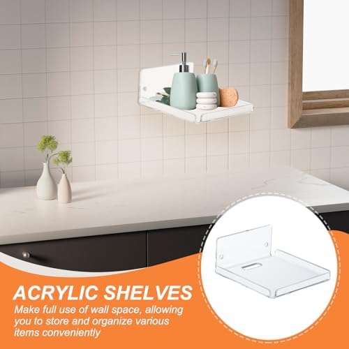 PATIKIL 4 Inch Clear Acrylic Floating Shelves 2 Pcs
