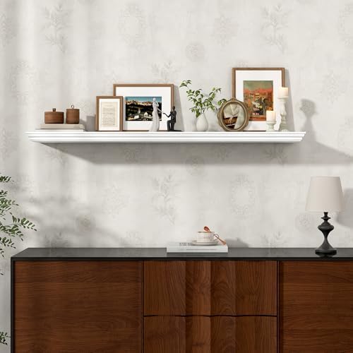 Axeman 48 Inch Floating Shelf with Crown Molding White