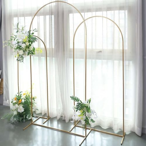 Efavormart 7ft Gold Metal Wedding Arch with Accessories