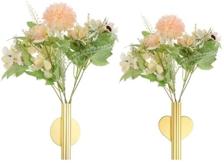 PATIKIL Wall Flower Vase Tube 4Pcs Set Gold Tone