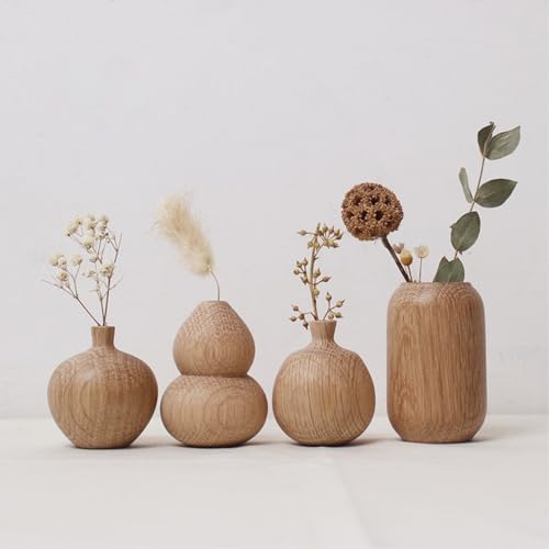 Wooden Dried Flower Vase with Pampas Grass