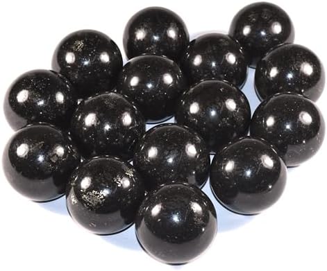 49mm Black Nuumite Carved Sphere with Stand