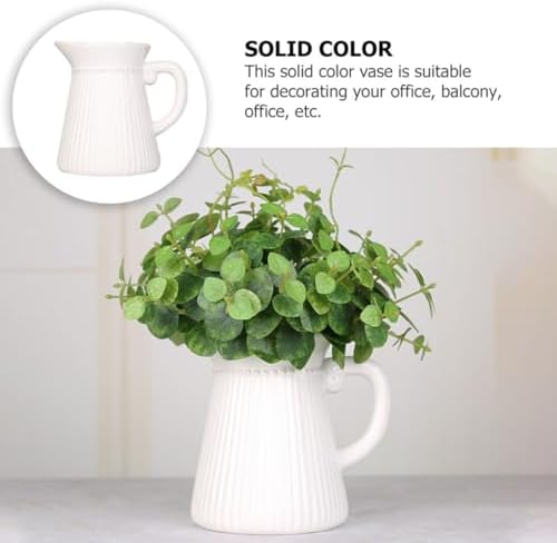 Farmhouse Ceramic Flower Vase with Embossed Design