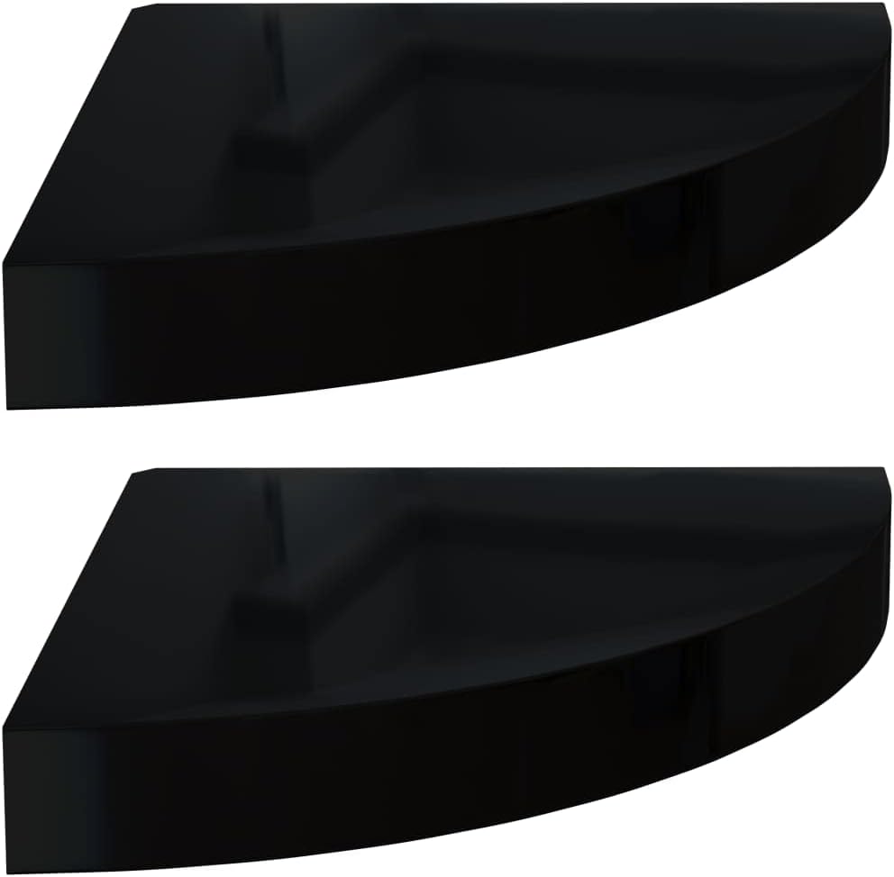 Floating Corner Shelves 2 Pcs High Gloss Black MDF