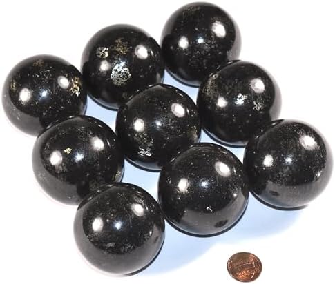 49mm Black Nuumite Carved Sphere with Stand