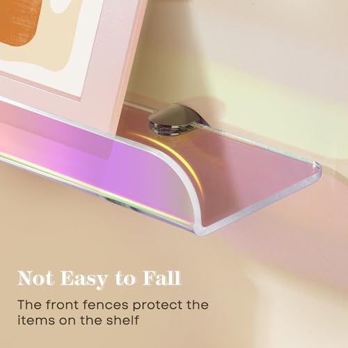 15 Inch Acrylic Floating Shelves 3 Pack Iridescent