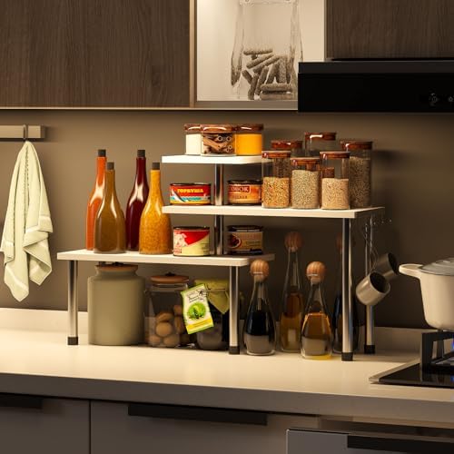 GHWIE 3 Tier Corner Shelf Organizer White