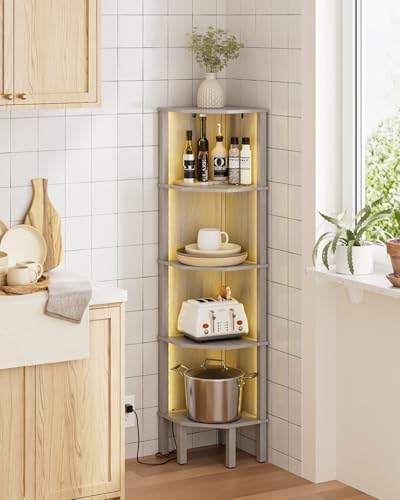 Modern 5 Tier Corner Bookshelf in Gray