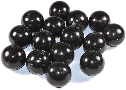 49mm Black Nuumite Carved Sphere with Stand
