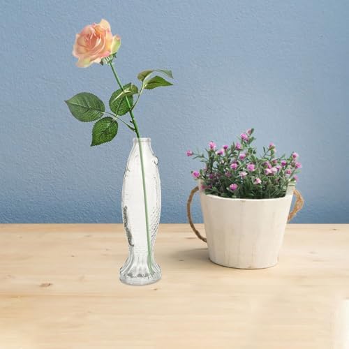 Zerodeko Fish Shaped Glass Bottle Decorative Vase