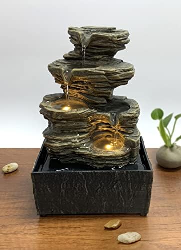 Natures Mark Cascading Rock Water Fountain with LED Lights 9 Inch