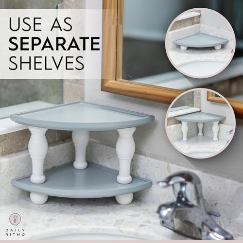 DAILY RITMO 2-Pack Grey White Corner Wood Shelf