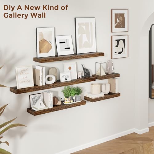 36 Inch Floating Shelves Set of 2 Rustic Brown Wall Mounted