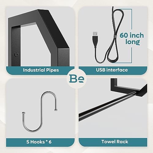 Bestier LED Floating Shelves 34 Inch Industrial Style