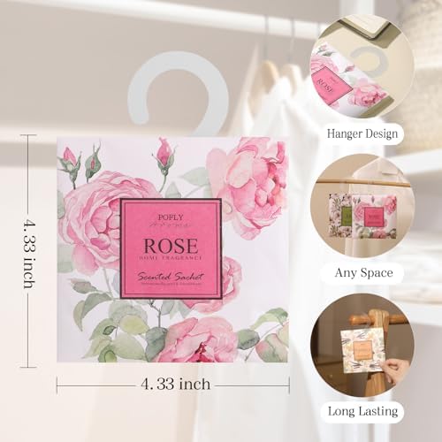 12 Packs Rose Scented Sachets for Drawer and Closet