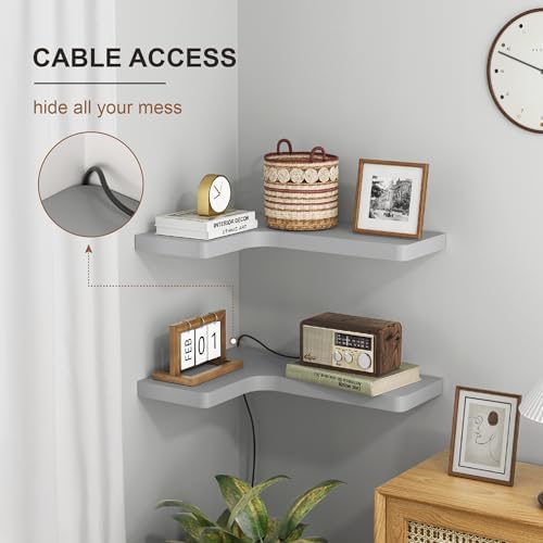 Fuqing Corner Floating Shelves Set of 3 Dark Grey