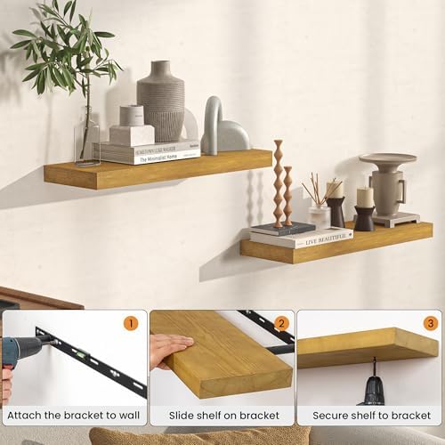 Axeman Burnt Oak Floating Shelves Set of 2